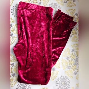 H&M Cranberry Crushed Velvet Leggings Size L NWOT